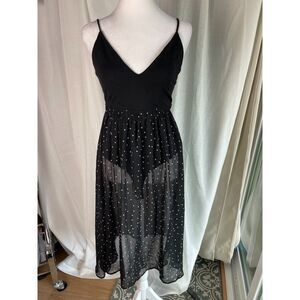 Majorelle Revolve Black Polka Dot Midi Dress, S